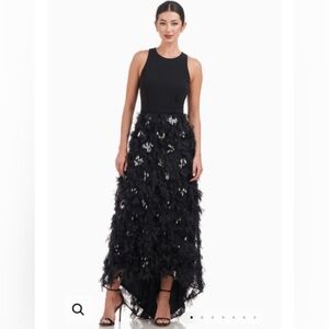 JS Collections NWT Sia Ruffle Skirt Black Gown Size 4